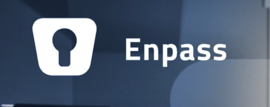 Enpass logo displayed prominently on a screen with a keyhole symbol signifying security and privacy features