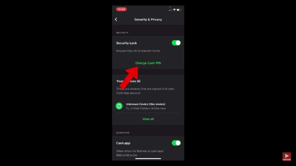 Process of changing Cash App password