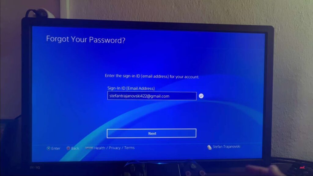Process of changing password for PlayStation Network (PSN)