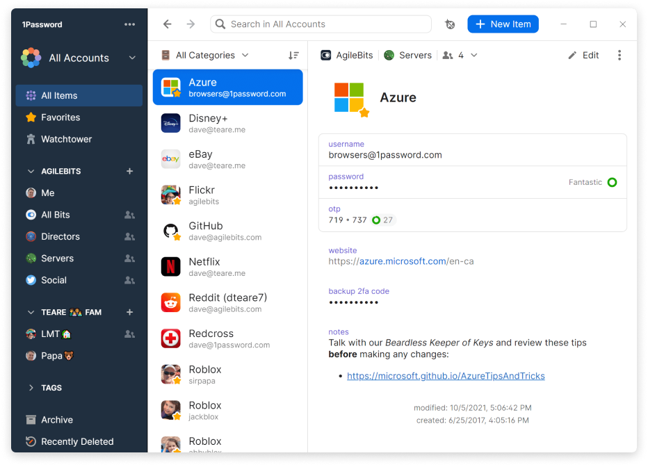 1Password homepage