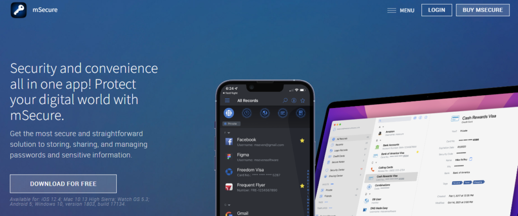 mSecure homepage