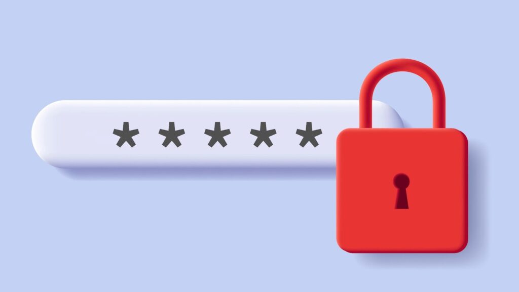 Red lock with password line